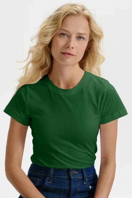 Dames eenvoudig T-shirt, fles groen