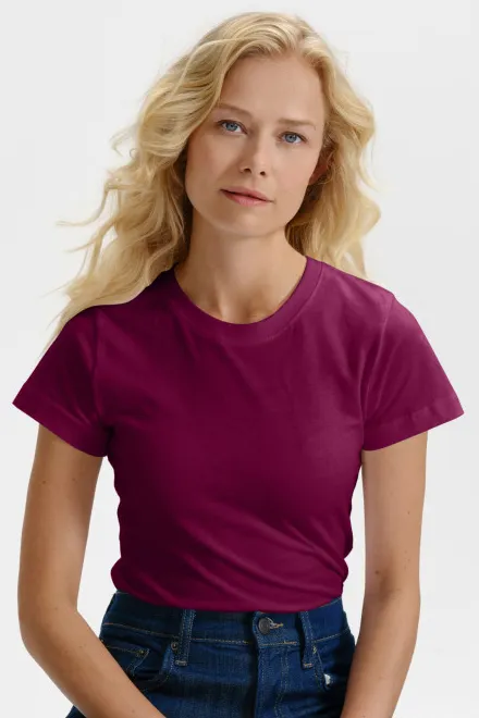 Dames eenvoudig T-shirt, fuchsia