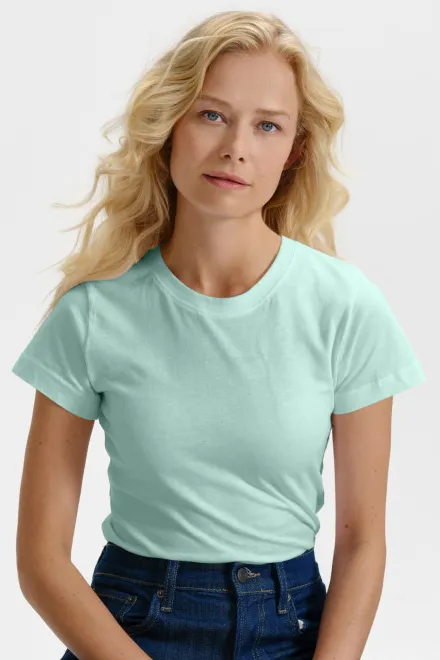 Dames eenvoudig T-shirt, ijsgroen