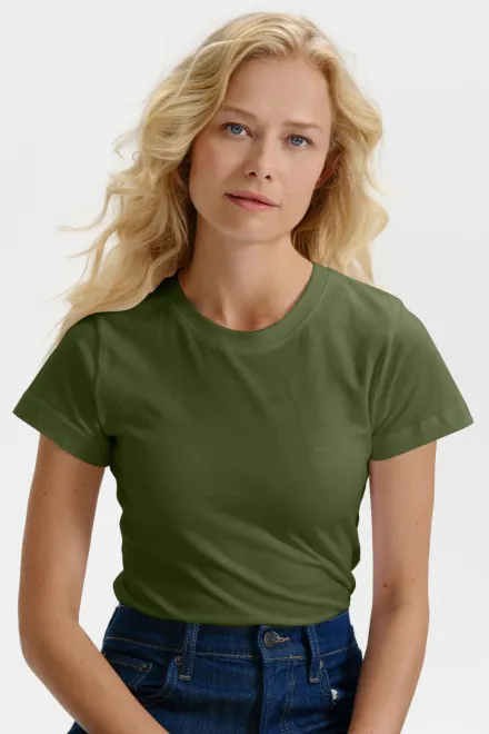Dames eenvoudig T-shirt, khaki