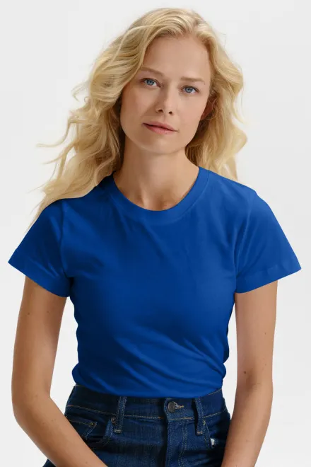 Dames eenvoudig T-shirt, koningsblauw