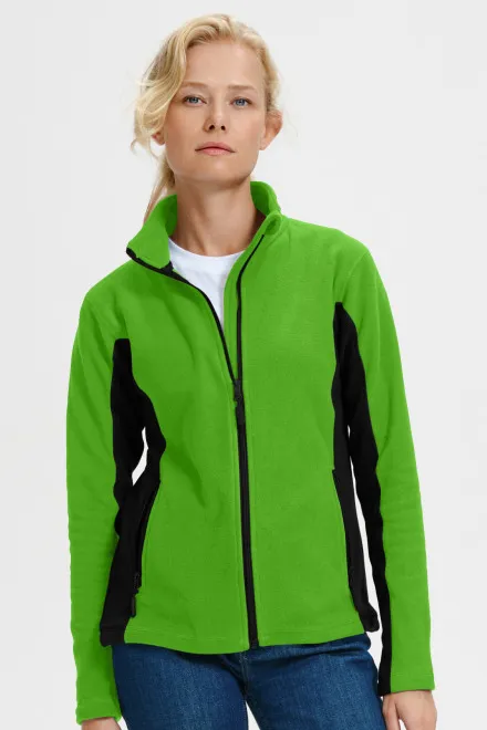 Dames fleece contrast jack, appel groen