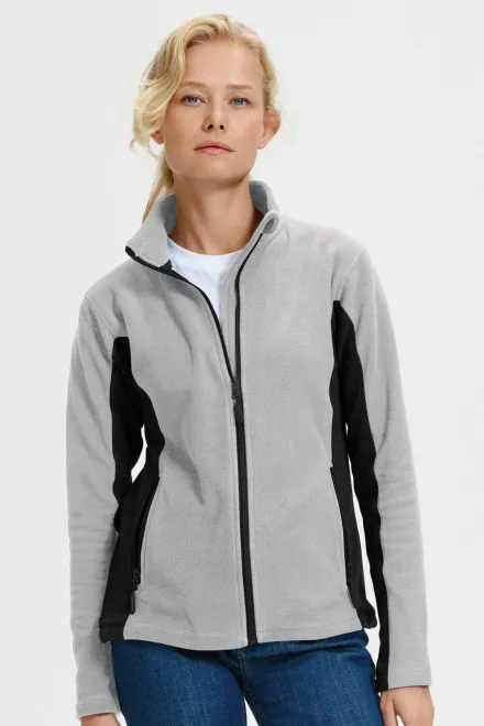 Dames fleece contrast jack, lichtgrijs