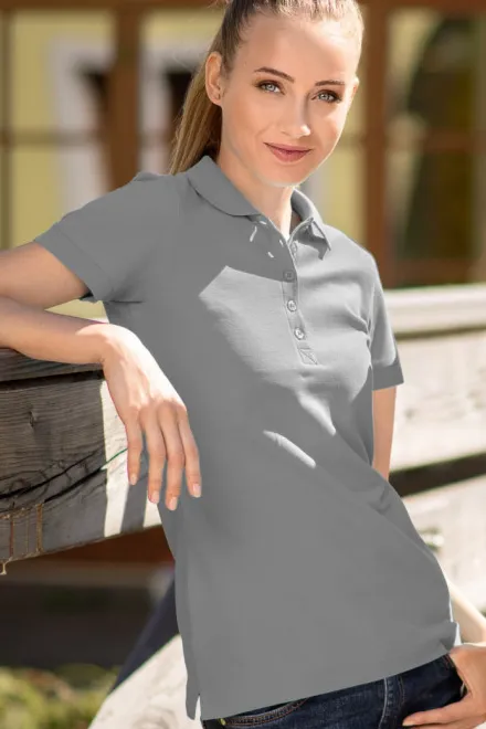 Dames poloshirt, donkergrijs marmer