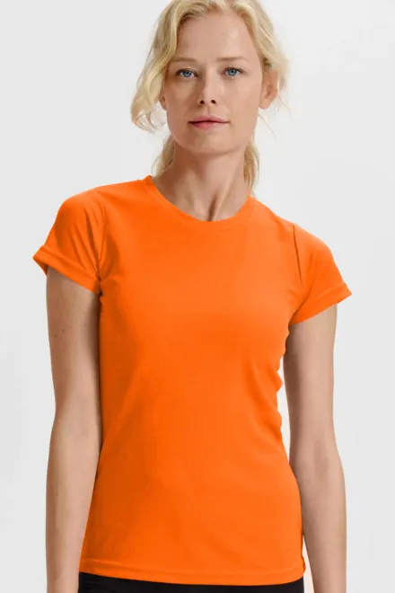 Dames sport T-shirt, neon oranje