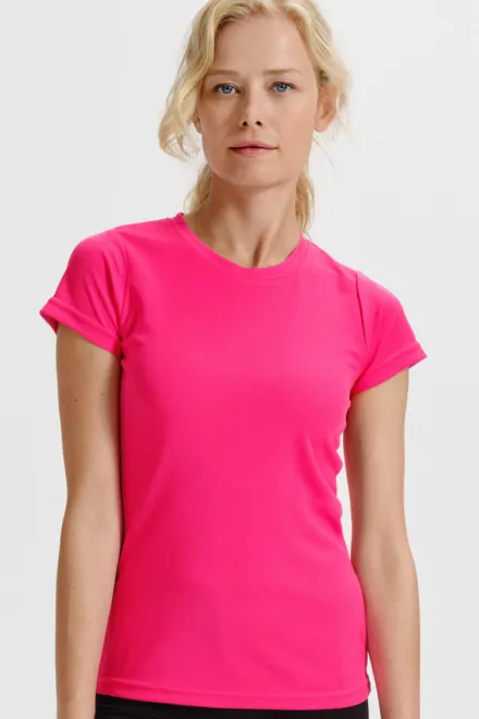 Dames sport T-shirt, neon roze