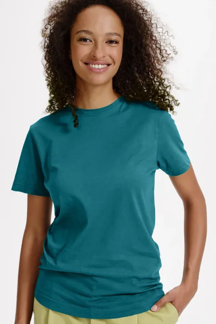 Dames T-shirt van biologisch katoen, petrol blue
