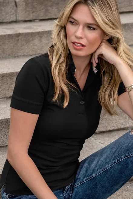 Damespoloshirt van biologisch katoen, zwart