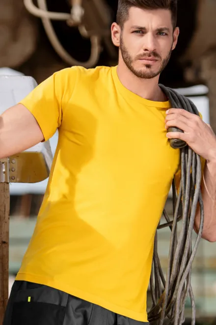 Duurzaam heren T-shirt zwaarder, geel