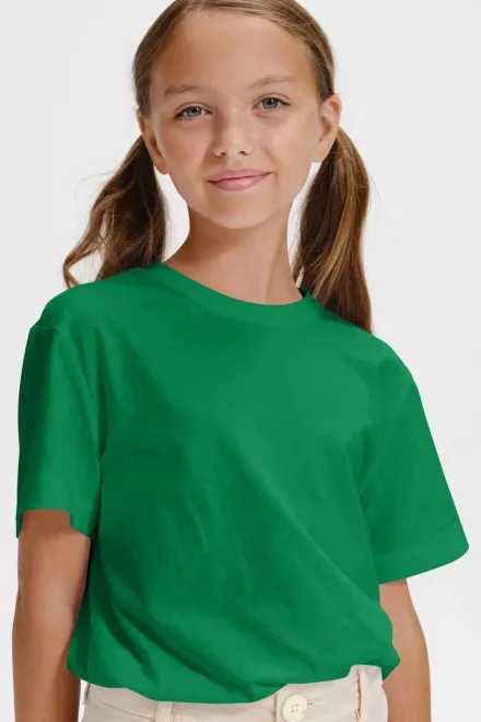 Eenvoudig kinder T-shirt, gras groen