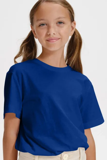 Eenvoudig kinder T-shirt, koningsblauw