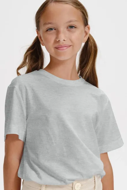 Eenvoudig kinder T-shirt, lichtgrijs marmer
