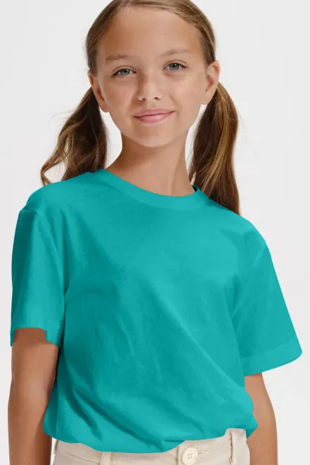 Eenvoudig kinder T-shirt, smaragdgroen