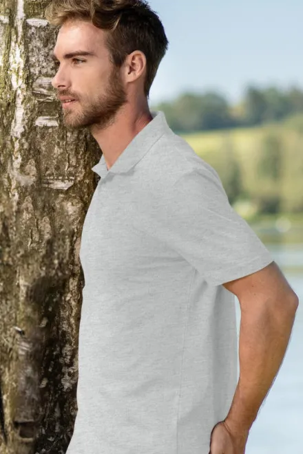 Eenvoudig poloshirt voor heren, lichtgrijs marmer