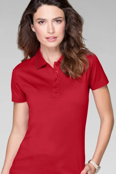 Elegant gemerceriseerd damespoloshirt, formula red