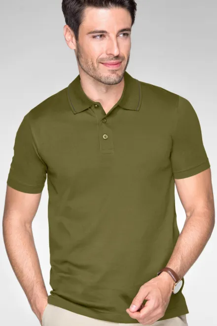 Elegant gemerceriseerd poloshirt voor heren, avocado
