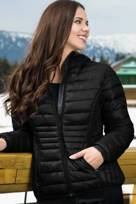 Gewatteerde damesjas, zwart