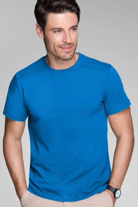 Heren T-shirt versierd, oceaanblauw