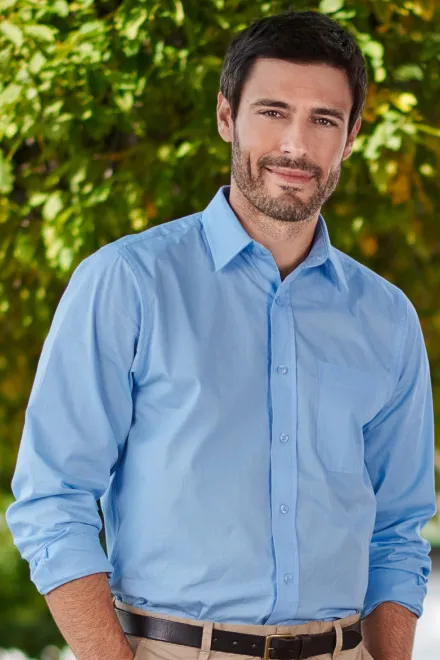 Herenshirt met lange mouwen, hemelsblauw