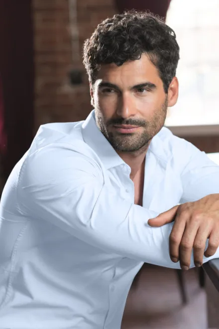 Herenshirt met lange mouwen Slim fit, lichtblauw