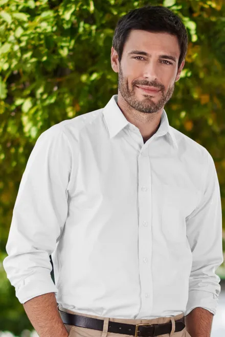 Herenshirt met lange mouwen, witte