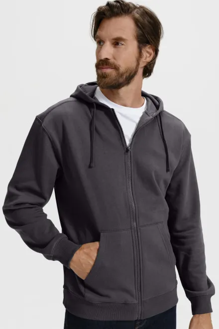 Herensweatshirt met capuchon, staal grijs