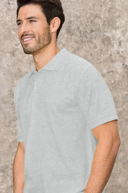 Los poloshirt voor heren, lichtgrijs marmer