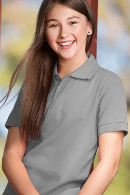 Poloshirt voor kinderen, donkergrijs marmer