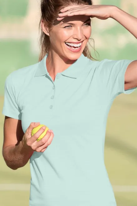 Slim-fit poloshirt voor dames, ijsgroen