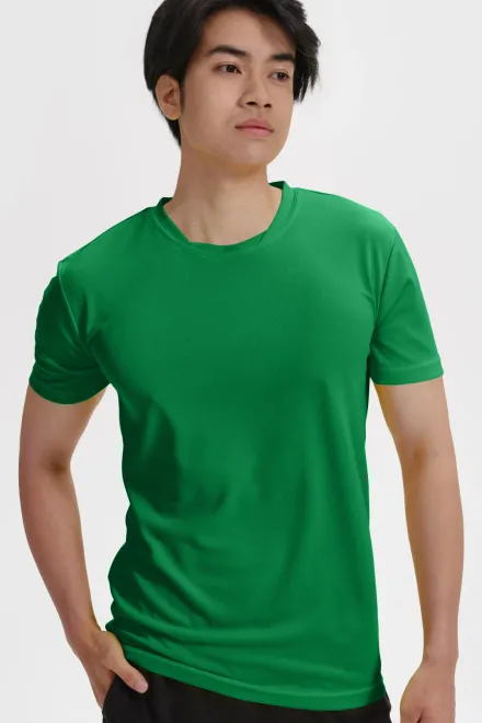 T-shirt met asymmetrische halslijn, gras groen