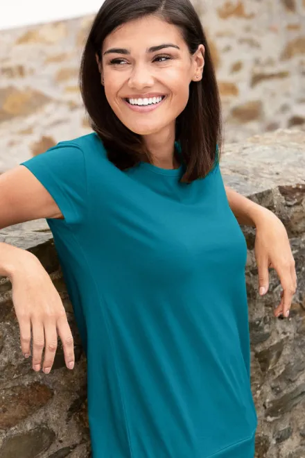 Trendy dames T-shirt, donkerturkoois