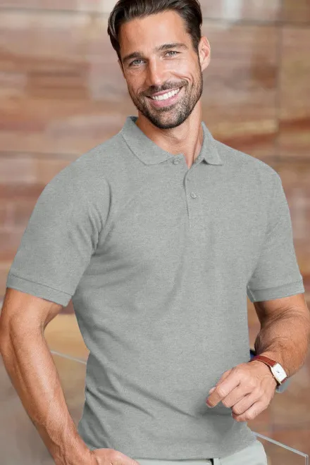 Zwaargewicht poloshirt voor heren, donkergrijs marmer