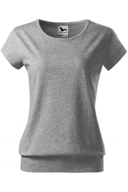 Trendy dames T-shirt - donkergrijs marmer, S