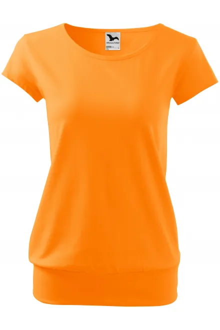 Trendy dames T-shirt - Mandarijn sinaasappel, S